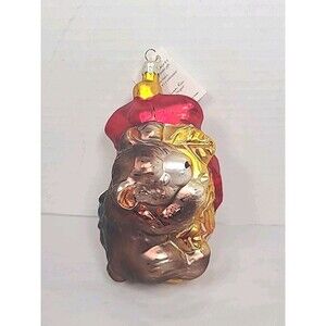 VTG Christopher Radko Glass Ornament Barely Knapping Bear In Christmas Stocking